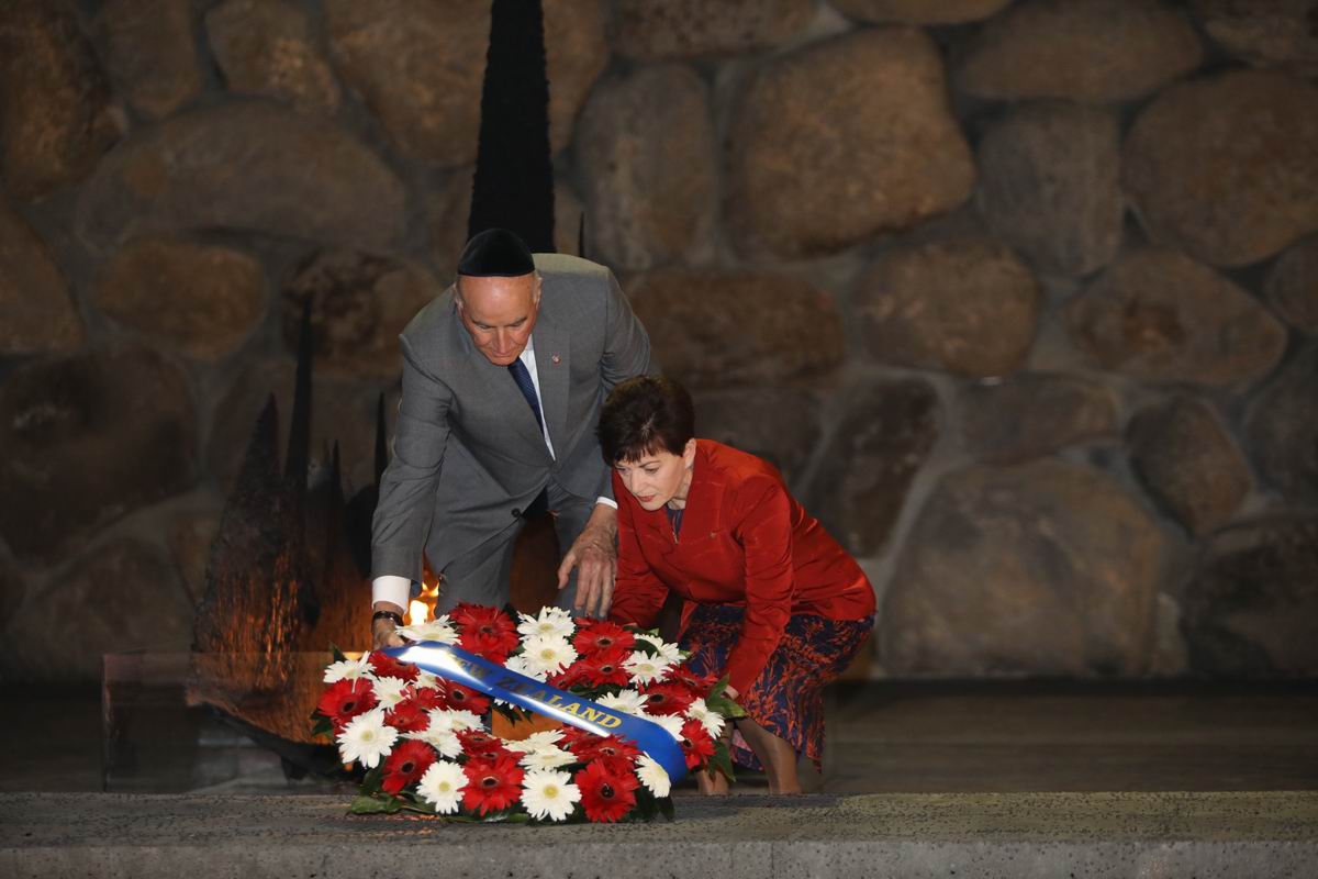 Governor-General Reddy and her husband Sir David Gascoigne lay a wreath in the Hall of Remembrance.